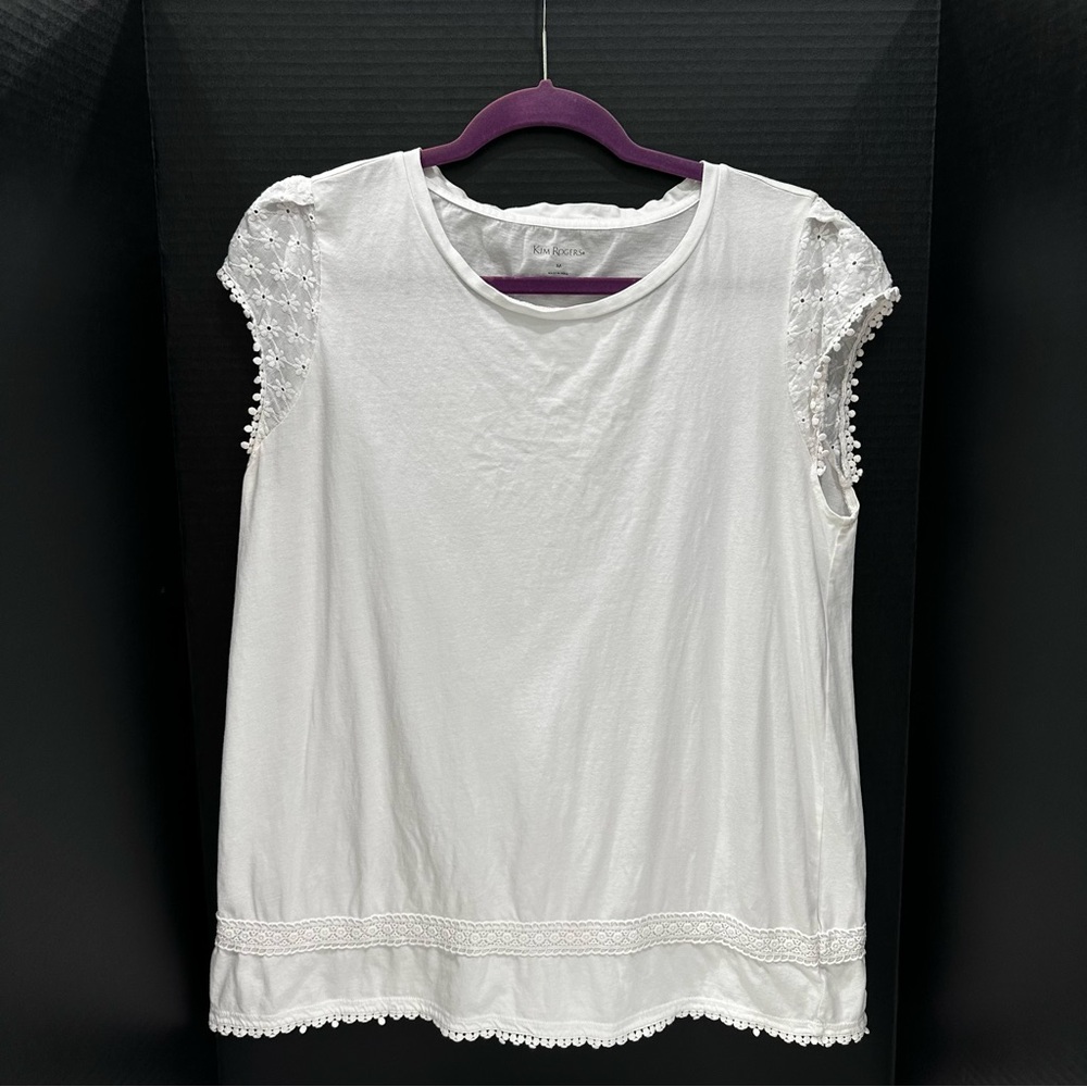 Kim Rogers White Cap Sleeve Boxy Blouse